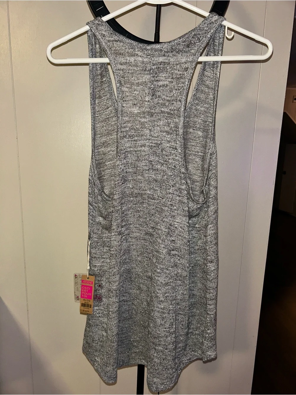 Gray glitter skull Racerback Tank - Picture 4 of 5